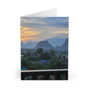 Tarjetas de felicitación con paisajes serenos (paquete de 5): perfectas para amantes de la naturaleza, cumpleaños, agradecimientos, festividades o cualquier ocasión.