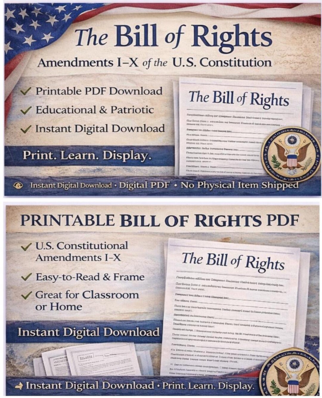 The Bill of Rights PDF – Amendments I–X of the U.S. Constitution ...