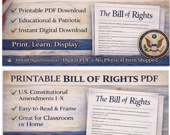 The Bill of Rights PDF – Amendments I–X of the U.S. Constitution Printable