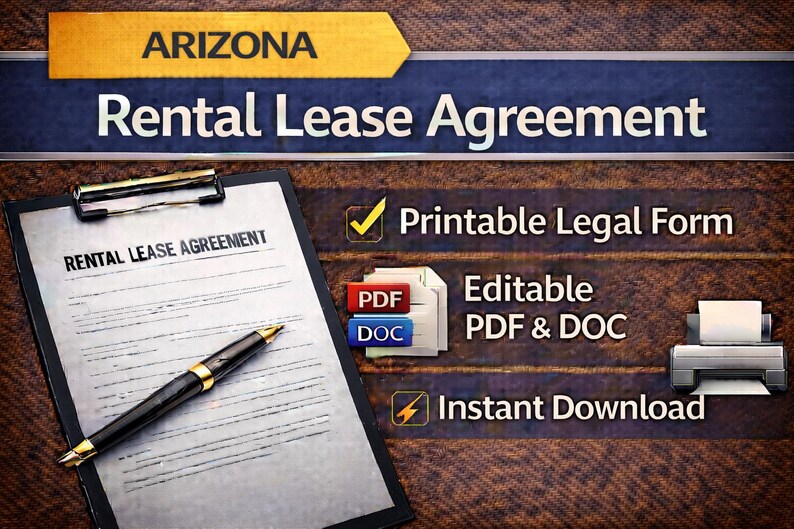 Printable Rental Lease Agreement – Arizona– Editable PDF & DOC