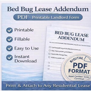 Bed Bug Lease Addendum - Landlord Rental Agreement (PDF Download)