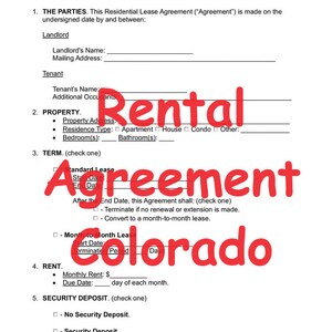 Colorado Rental Lease Agreement - Etsy