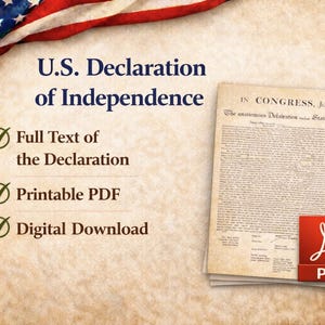 U.S. Declaration of Independence PDF – Printable Historical Document, Government File, Educational Digital Download