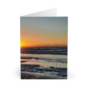 Sunset Serenity-wenskaarten (5 stuks) - bedankkaarten natuurthema, verjaardags- en vakantiekaarten, strandesthetiek, blanco notitiekaarten