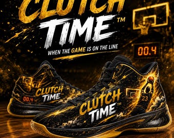 Clutch Time™ Basketball Sneakers | Court Legends Collection | Custom High Top Shoes | Game Winning Basketball Gift | Athletic Streetwear