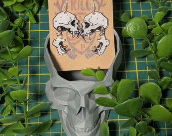Vampire Skull Jaw Hinge Earrings