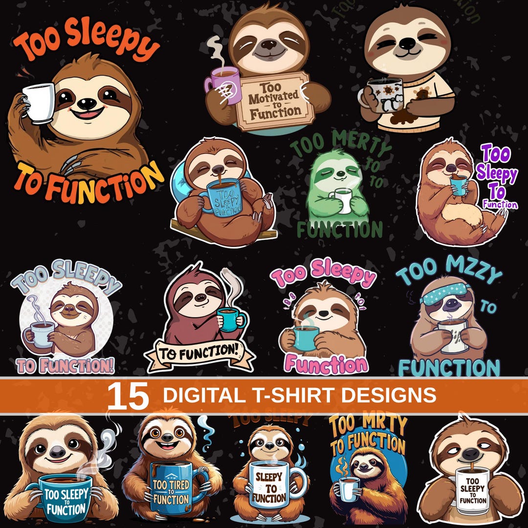 15 Files Sloth PNG Bundle, Cute Sloth Designs, Funny Sloth Clipart Png ...