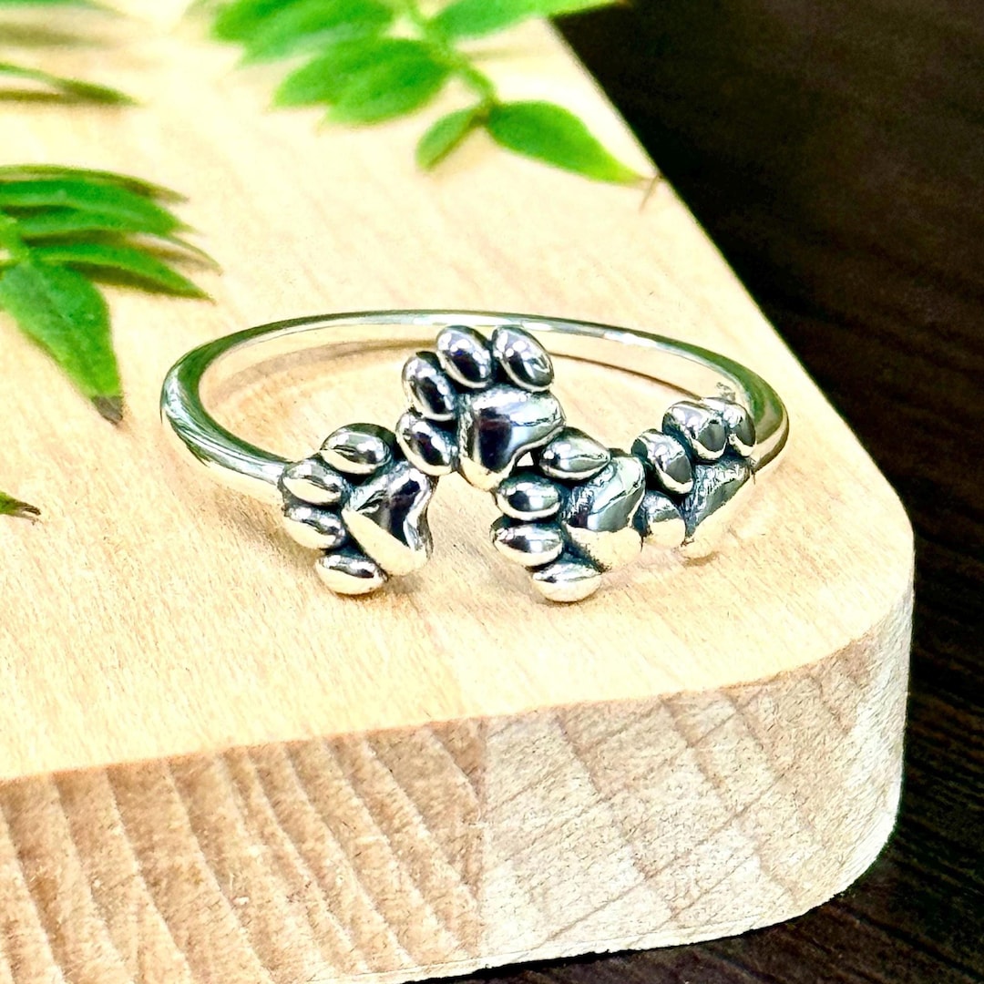 Sterling Silver 925 Paw Print Ring Animal Lover • Pet, Dog, Cat, Best ...