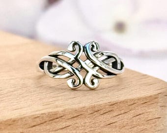 Sterling Silver 925 Celtic Swirl Toe Ring – Infinity Vine Pattern, Adjustable Boho Jewelry
