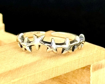 Sterling Silver 925 Shining Star Toe Ring • Minimalist Trendy Summer look Beach days • Starry Night Gift for her shooting stars