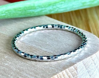 Sterling Silver 925 Diamond Cut Band Ring promise ring, thin ring, wedding ring, engagement ring, gift, minimalist style