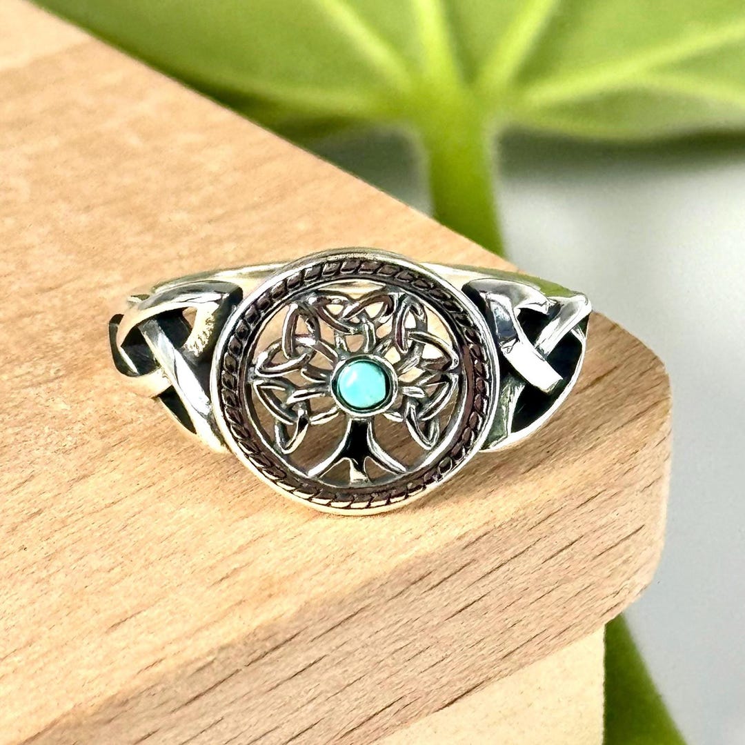 Sterling Silver 925 Turquoise Celtic Tree of Life Ring • Spiritual ...