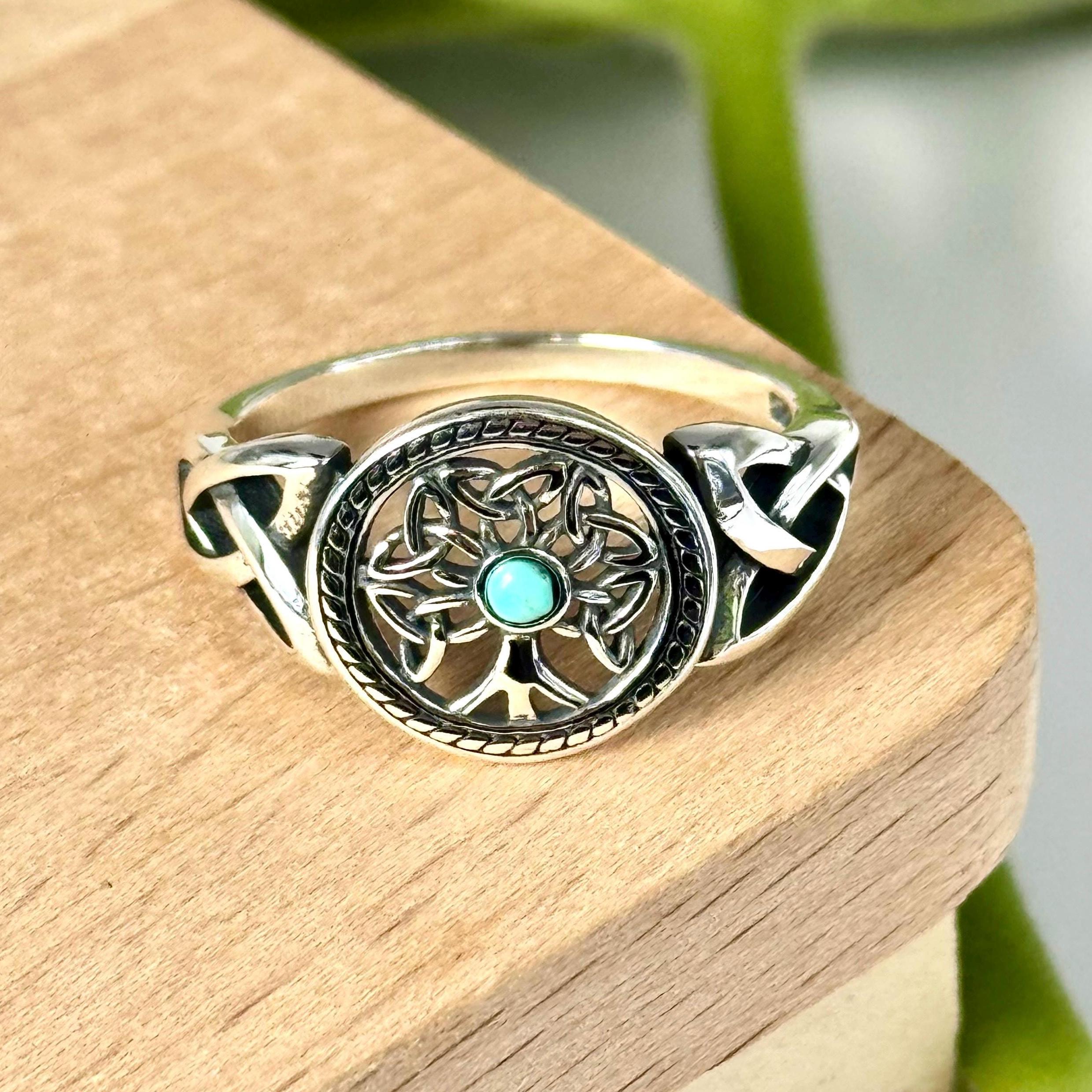 Sterling Silver 925 Turquoise Celtic Tree of Life Ring • Spiritual ...