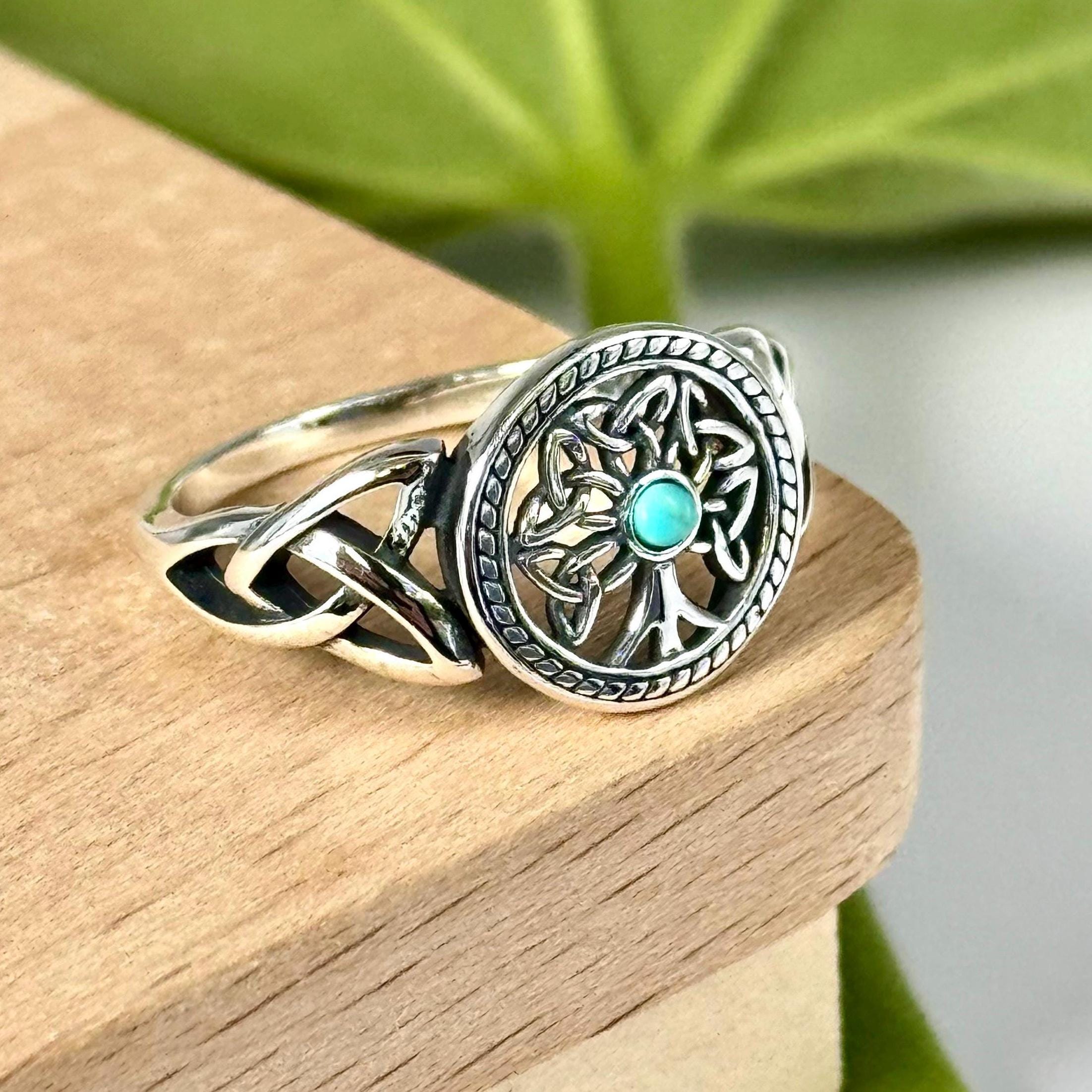 Sterling Silver 925 Turquoise Celtic Tree of Life Ring • Spiritual ...