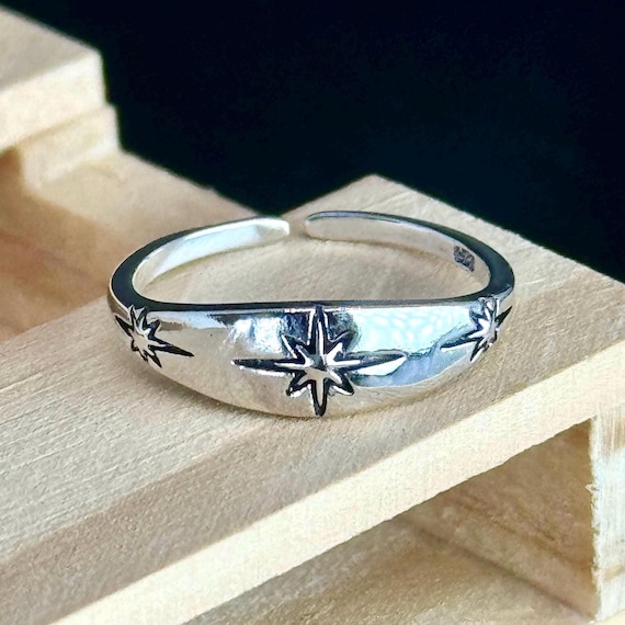 Sterling Silver 925 North Star Toe Ring Jewelry • Celestial style Summer look Beach days • Stargazing Gift for her Minimalist • Trendy