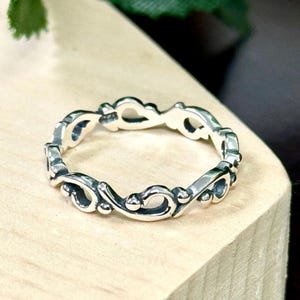 Sterling Silver 925 Vine Ring Filigree Design scrollwork band, gift, minimalist, nature lover, woods, plants, forest, trees, floral,