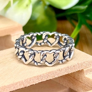 Sterling Silver 925 Twisted Heart Link Ring Heart Shape love ring, friendship ring, wedding ring, engagement ring, promise ring, gift