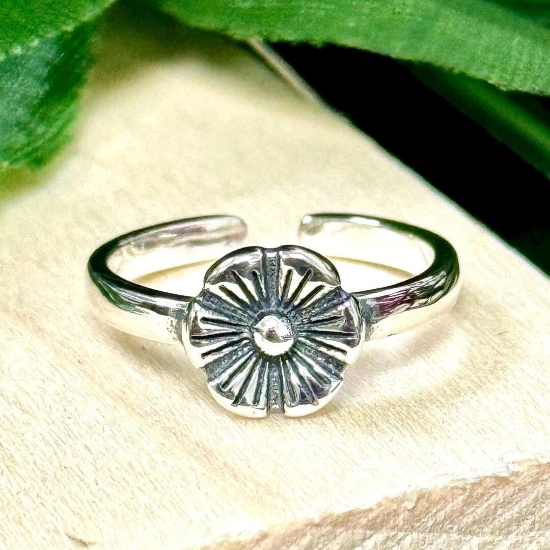 Sterling Silver 925 Daisy Flower Toe Ring, Adjustable Hot Summer, Beach ...