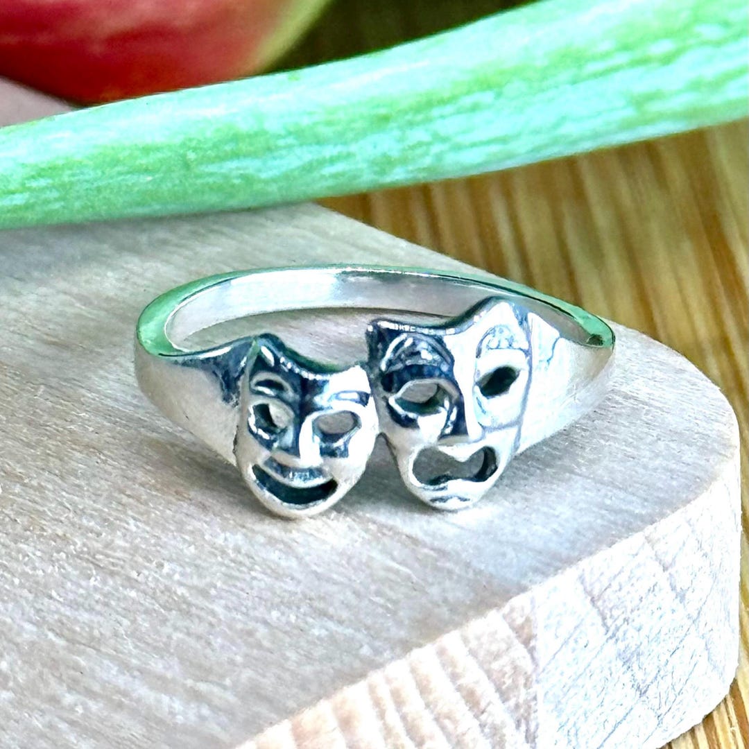 Bague Masque Design Unique - Anneau Réglable Art Abstrait - Bijou Personnalité Pour Femme Et Homme