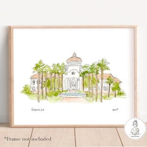 Valdosta, GA - Campus Art. Watercolor and Ink, Gallery Wall, Graduation Gift, Archival, 8x10, 11x14 or 16x20 Print