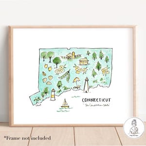 Conneticut State Kunstdruck, personalisiert mit Ihrer Lieblingsstadt, Umzugsgeschenk, 8x10, 11x14 oder 16x20 print