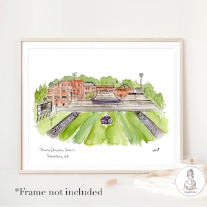 Trinity Christian School Illustration, watercolor print, 8x10, 11x14 or 16x20 print