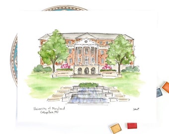 University of Maryland Art Print,  College Park, MD, Graduation gift, grad gift for him or her, 8x10 or 11x14 print