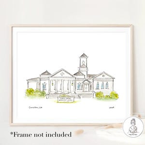 Carrollton, Georgia, First United Methodist Church, Watercolor Georgia Artwork Prints, Shop Local Art, 8x10, 11x14 or 16x20 print