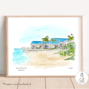 Jupiter Reef Club Resort, North View, Jupiter Florida Vacation, Personalized Gallery Wall Art, watercolor print, 8x10, 11x14 or 16x20 print