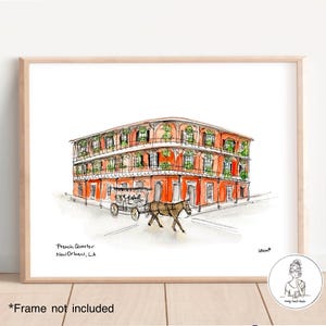French Quarter, New Orleans, Louisiana, Watercolor and Ink Illustration, 8x10, 11x14 or 16x20 print