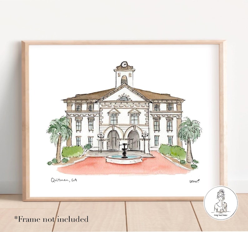 Brooks County Courthouse, Quitman, Georgia Art, 8x10, 11x14 or 16x20 print