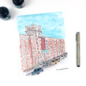 Ponce City Market Atlanta Georgia Print, ink and watercolor Illustration, gallery wall art, personalized print 8x10 or 11x14