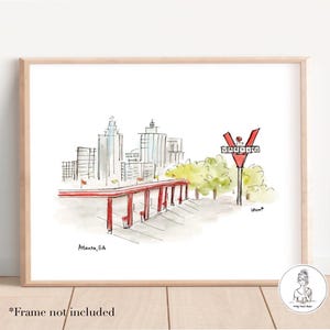 The Varsity Atlanta, Georgia Watercolor Illustration, Hot Dog Lover, Classic Atlanta City Landmark, 8x10, 11x14 or 16x20 print