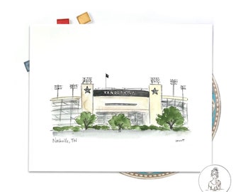 Vanderbilt University stadium artwork print, College football, Graduation Gift, Archival Quality 8x10