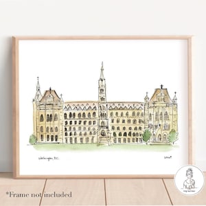 Washington, DC -Campus Kunst. Aquarell und Tusche, 8x10, 11x14 oder 16x20 Print, Kunstdruck an der Wand