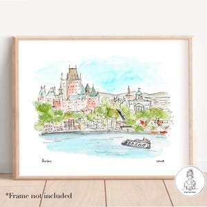 Quebec, Canada. Watercolor & Ink Illustration, Gallery Wall Art, Home Decor, Archival Quality, 8x10, 11x14 or 16x20 print