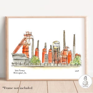 Birmingham, Alabama - Salzofen. Aquarell und Tinte Illustration, Galerie Wandkunst, 8x10, 11x14 oder 16x20 print