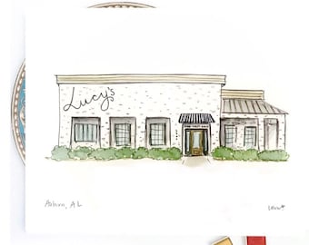 Lucy’s Restaurant, Auburn, Alabama Personalized print, Alumni, Grad, Alabama Auburn University, 8x10 or 11x14 print