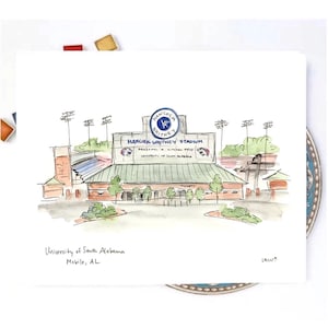 University of South Alabama Football Stadium Print, Graduation Gift, 8x10 or 11x14 print