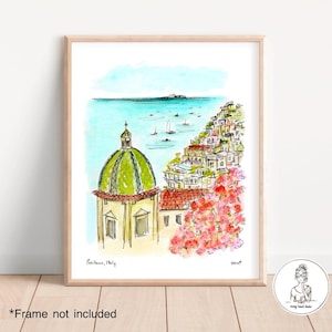 Positano, Italy. Watercolor and Ink Print