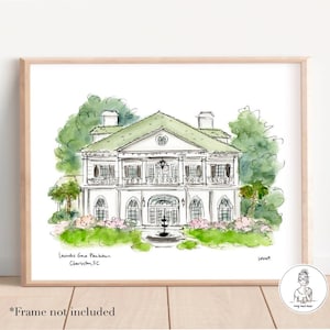 Lowndes Plantation, Charleston, South Carolina, Watercolor Print, 8x10, 11x14 or 16x20 print