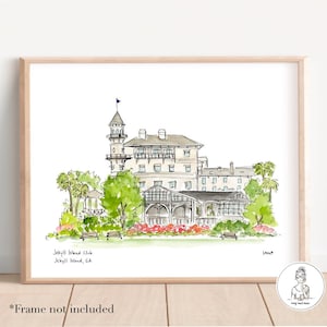 Jekyll Island Club, Jekyll Island, Georgia Art Print, Watercolor and Ink Illustration, 8x10, 11x14 or 16x20 print