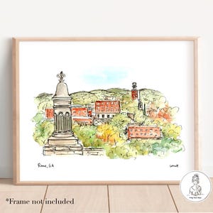 Rome Georgia Historic Cemetery, North Georgia Illustration Print, Historic District, Local Art watercolor illustration 8x10 or 11x14 print
