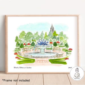 Atlanta, GA - Botanischer Garten. Aquarell & Tinte Illustration, ATL Georgia , Galerie Wandkunst, 8x10, 11x14 oder 16x20 Druck