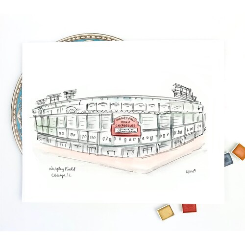 Wrigley Field Print Chicago Cubs Fan Baseball Decormlb Fan | Etsy