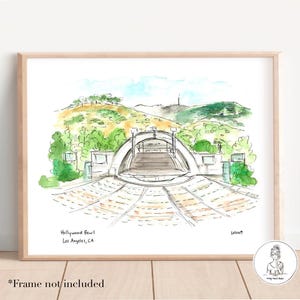 Hollywood Bowl Los Angeles Amphitheater Aquarell Illustration, 8 x 10 oder 11 x 14 print