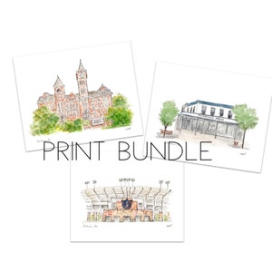 BUNDLE SALE Gallery Print Set: Auburn Football Stadium, Samford Hall, and Toomer's set of three 8x10 prints