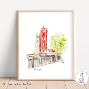 The Fox Theater Atlanta Illustration, Atlanta, Georgia, Watercolor and Ink Illustration, Gallery Wall Art, 8x10, 11x14 or 16x20 print