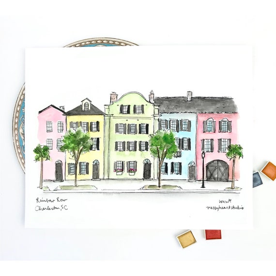 Charleston South Carolina Charleston Print Rainbow Row - Etsy