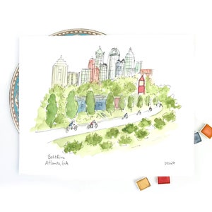 Gallery Wall Atlanta Beltline Illustration, 8x10 or 11x14 print image 1